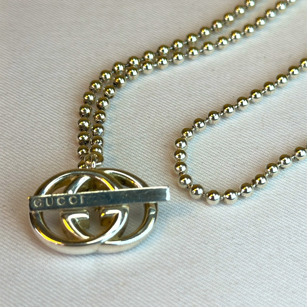 Gucci Necklace 9.25 Sterling Silver w/Dustbag, Box and papers - Picture 5 of 9